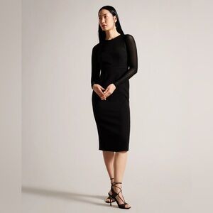 Ted Baker London Black Long-Sleeve Midi Dress